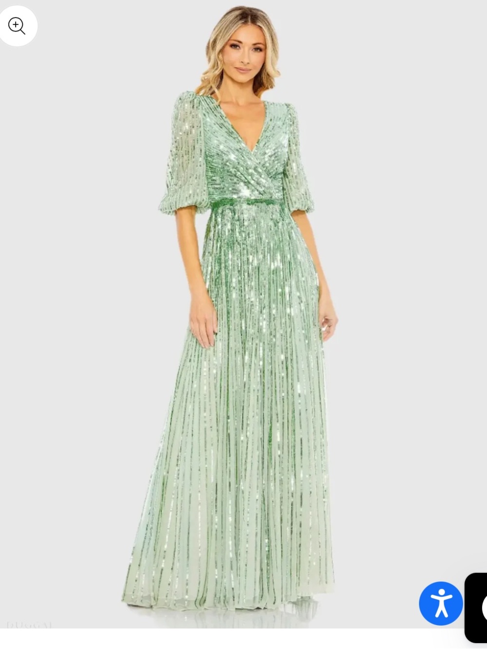 NWT Mac Duggal 5509 Sage Green Sequin V-Neck Ballgown 6